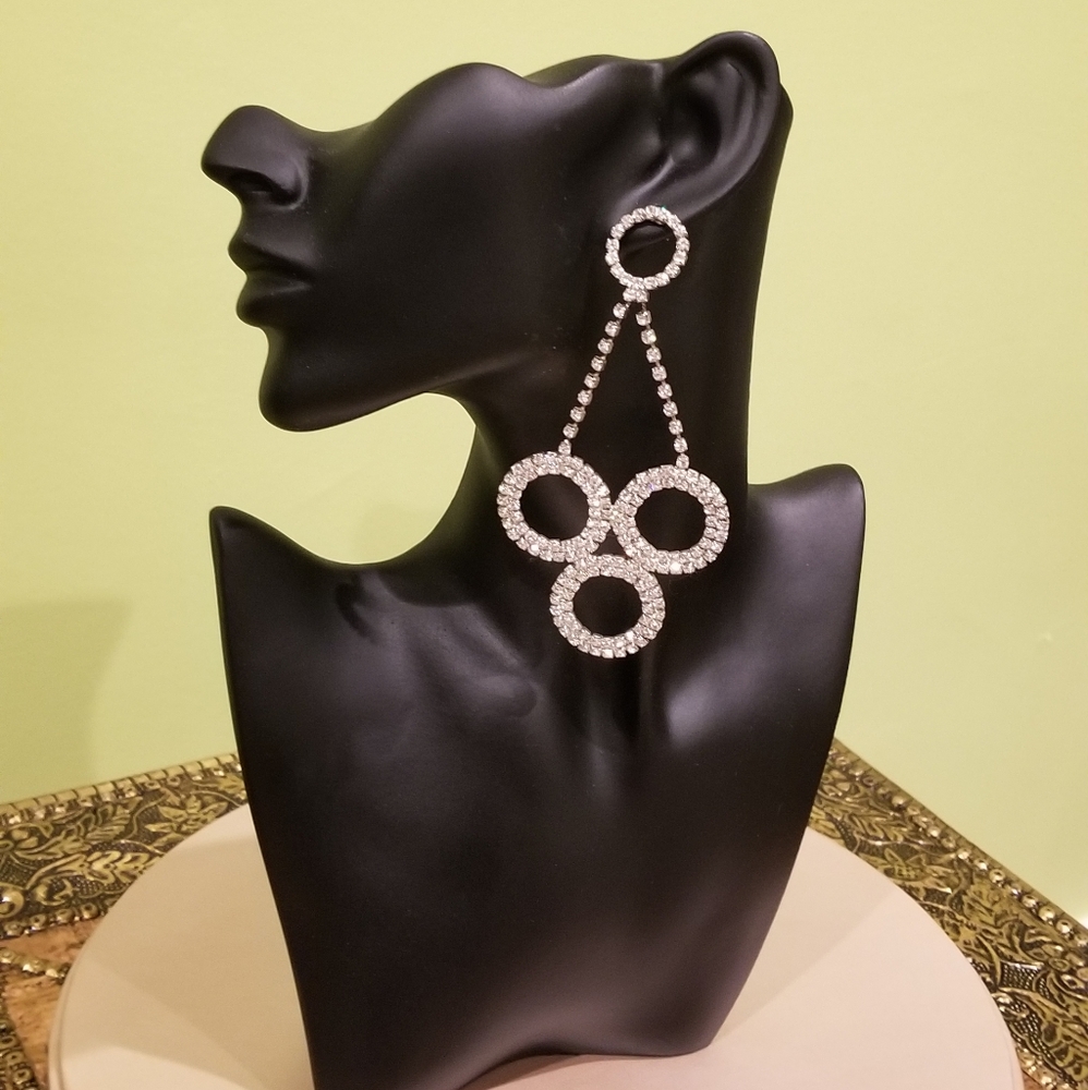 Large Rhinestone Drop Earrings